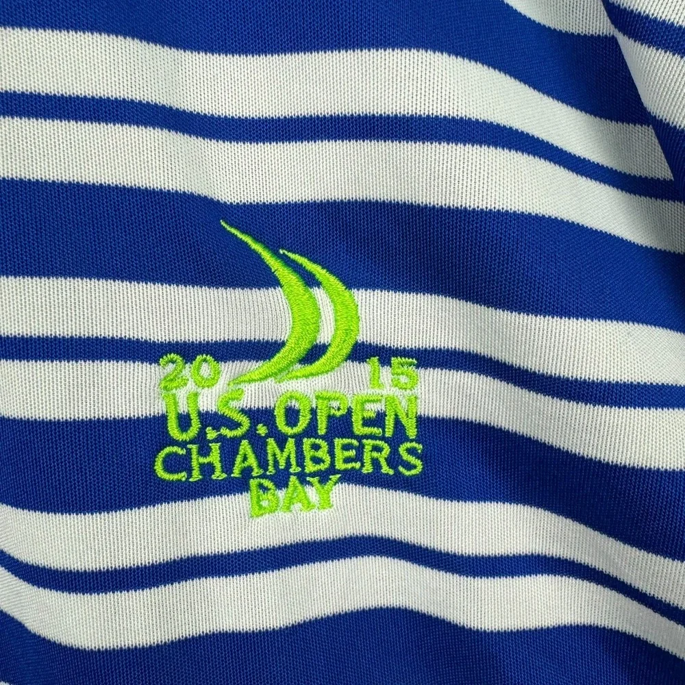 Ralph Lauren Polo Golf Shirt Mens XL Blue White 2015 U.S.‎ Open Chambers Bay